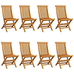 Maison Chic Lot de 8 Chaises de jardin,Fauteuil d'extérieur avec coussins vert Bois de teck massif -MN21012