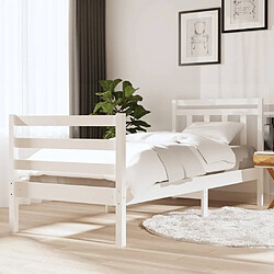 Maison Chic Lit Moderne Chambre - Cadre/structure de lit pour adulte Blanc Bois massif 90x190 cm Simple -MN77972