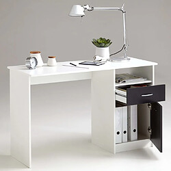 FMD Bureau avec 1 tiroir 123 x 50 x 76,5 cm Blanc et noir