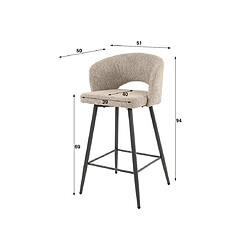 Lisa Design Pattaya - lot de deux tabourets de bar - en tissu bouclette blanc pas cher