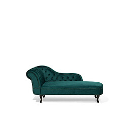 Beliani Chaise longue Chesterfield en velours vert canard côté gauche NIMES