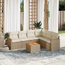 vidaXL Salon de jardin avec coussins 7 pcs beige résine tressée 