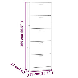 vidaXL Armoire à chaussures Sonoma gris 59x17x169 cm Bois d'ingénierie pas cher