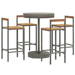 Avis Maison Chic Table de bar et chaises d'extérieur 5 pcs,Ensemble de bar de jardin pour relax gris poly rotin/bois massif acacia -GKD103943