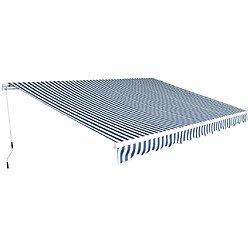 vidaXL Auvent pliable manuel 450 cm Bleu/blanc