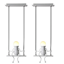 Stoex 2X Suspension Luminaire Créative Plafonnier Rétro Vintage Lustre D'Intérieur Pour Chambre D'Enfant, Chambre À Coucher, Jardin D'Enfants, Café, Blanc