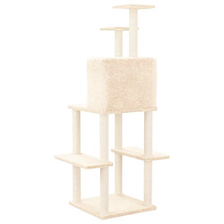 Arbre à chat avec griffoirs,niche pour chat en sisal Crème 144,5 cm -MN38440 pas cher