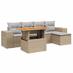 vidaXL Salon de jardin avec coussins 6 pcs beige résine tressée