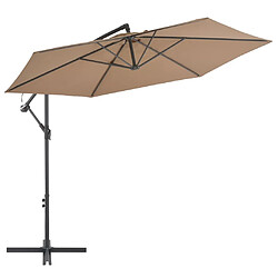 vidaXL Parasol de jardin en porte-à-faux et poteau en aluminium taupe 