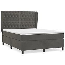 vidaXL Sommier à lattes de lit et matelas Gris foncé 140x190cm Velours