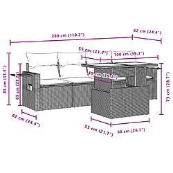 Acheter vidaXL Salon de jardin avec coussins 5 pcs marron résine tressée