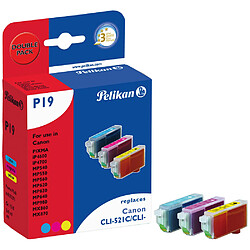 Pelikan Pack Cartouches d'encre pour CANON PIXMA IP4600 (CLI- 521) - Cyan+Magenta+Jaune