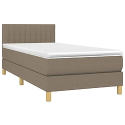 Avis vidaXL Sommier à lattes de lit avec matelas LED Taupe 100x200 cm Tissu