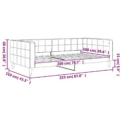 vidaXL Lit de repos sans matelas bleu 100x200 cm velours pas cher