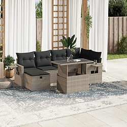 vidaXL Salon de jardin avec coussins 7 pcs gris clair résine tressée 