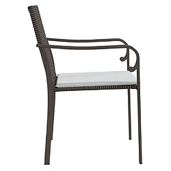 Maison Chic Lot de 2 Chaises de jardin,Fauteuil d'extérieur et coussins marron 56x59x84 cm rotin -MN21984 pas cher