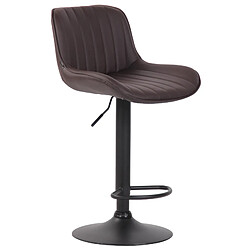 Decoshop26 Lot de 2 tabourets de bar chaises hautes en PVC marron coutures verticales support en métal noir 10_0004278 