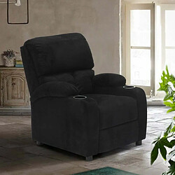 Produceshop Fauteuil relax inclinable avec repose-pieds en microfibre de velours Lucrezia, Couleur: Noir