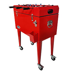 AXI Retro Cooler Rouge avec Babyfoot | Réfrigérateur de boissons mobile pour l'extérieur / le jardin | Glacière 76 litre