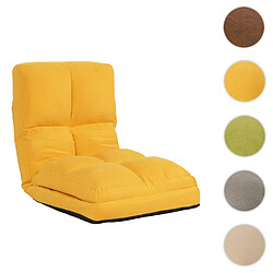 Mendler Fauteuil de sol HWC-N45, fauteuil-lit pliable Fauteuil fonctionnel, fonction sommeil pliable cadre acier velours ~ jaune