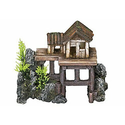 Nobby - Décoration pour aquarium - Avec plantes - Maison en bois - 15,5 x 8 x 12 cm 