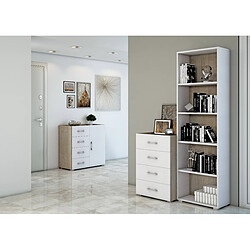 Alter BibliothÃ¨que verticale avec 4 Ã©tagÃ¨res rÃ©glables, 100% Made in Italy, EtagÃ¨re classique, EtagÃ¨re pour bureau ou salon, 60x30h195 cm, Couleur Blanc et fond en chÃªne