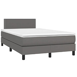 Maison Chic Lit adulte- Lit + matelas + LED,Sommier à lattes de lit matelas LED gris 120x190 cm similicuir -GKD49828