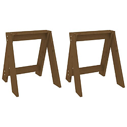 vidaXL Tabourets lot de 2 marron miel 40x40x45 cm bois massif de pin