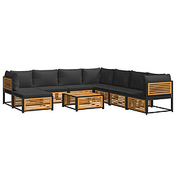 vidaXL Salon de jardin avec coussins 9 pcs bois massif d'acacia