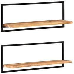 vidaXL Étagères murales 2 pcs 100x24x35 cm Bois d'acacia et acier 