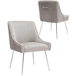 Vivenla Lot de 2 chaises de salle à manger design revêtement en velours taupe et piètement en acier inoxydable argenté collection HAVANA 