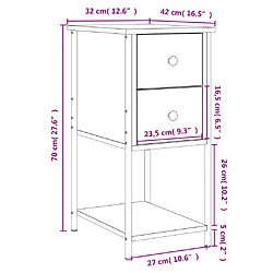 vidaXL Table de chevet chêne fumé 32x42x70 cm bois d'ingénierie pas cher