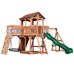 Backyard Discovery Sterling Point Swing Set, Aire de Jeux en Bois | Aire de Jeux Extérieur avec parois rocheuses, toboggan, balançoires | Balancoire Exterieur avec Toboggan, Portique Balancoire