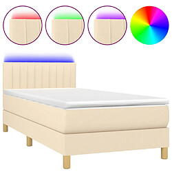 vidaXL Sommier à lattes de lit avec matelas LED Crème 100x200 cm Tissu