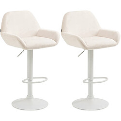 Non Lot de 2 tabourets de bar Braga velours blanc