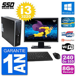 PC HP 8300 Elite SFF Ecran 19" Intel i3-3220 RAM 8Go SSD 240Go Windows 10 Wifi - Occasion