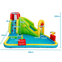 Avis Decoshop26 Château aire de jeux gonflable grande avec toboggan à l’eau de piscine en plein air 400 x 335 x 230 cm 20_0000445