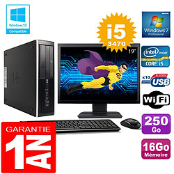 PC HP Compaq 8300 SFF Core I5-3470 Ram 16Go Disque 250 Go Wifi W7 Ecran 19" - Occasion