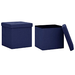 vidaXL Tabourets de rangement pliables lot de 2 bleu faux lin