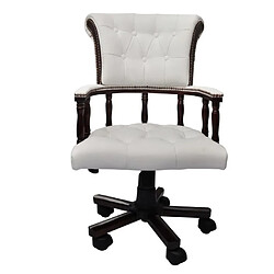 Helloshop26 Fauteuil chaise chaise de bureau en cuir mélangé blanc 0502150 