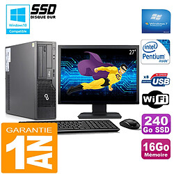 PC Fujitsu Esprimo E500 E85+ SFF G640 16Go Disque 240Go SSD Wifi W7 Ecran 27" · Occasion 