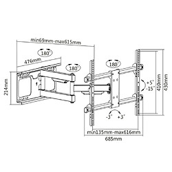 Support mural inclinable/orientable pour écran de 32 à 70 - h3270-3a - MBG FRANCE