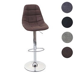 Mendler Tabouret de bar HWC-A67, tabouret de bar comptoir ~ tissu/textile gris, pied chromé