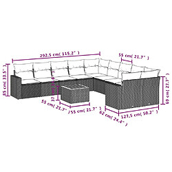 Avis Maison Chic Salon de jardin 11 pcs avec coussins | Ensemble de Table et chaises | Mobilier d'Extérieur beige résine tressée -GKD96933