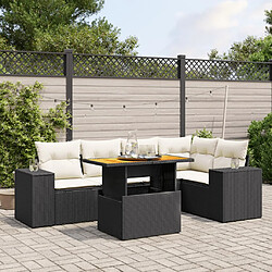 vidaXL Salon de jardin 6 pcs avec coussins noir résine tressée