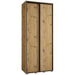 Abiks Meble Armoire à portes coulissantes Davos 1 235.2 x 110 x 45 2 portes coulissante (Chêne artisan/Chêne artisan/Noir)