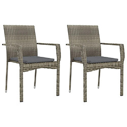 Maison Chic Lot de 2 Chaises de jardin,Fauteuil d'extérieur avec coussins Résine tressée Gris -MN20615