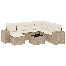 vidaXL Salon de jardin avec coussins 8 pcs beige résine tressée