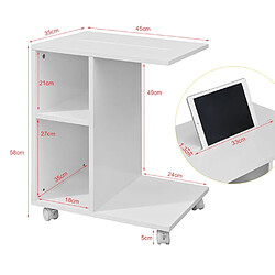 Avis SoBuy FBT48-W Bout de Canapé Table d’Appoint roulante avec 2 étagères de rangement