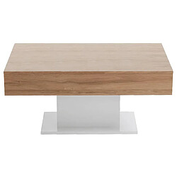 FMD Table basse chêne antique et blanc 